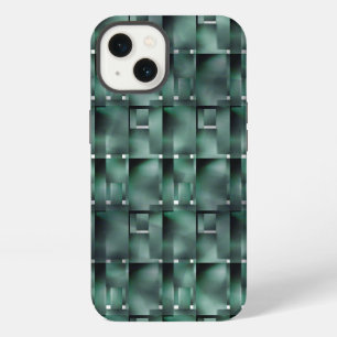 Etui iPhone 13 Formes rectangulaires en vert foncé et tacheté