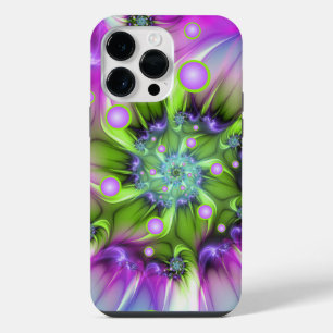 Coque Pour Pour iPhone 14 Pro Max Formes rondes en spirale colorées Art fractal abst