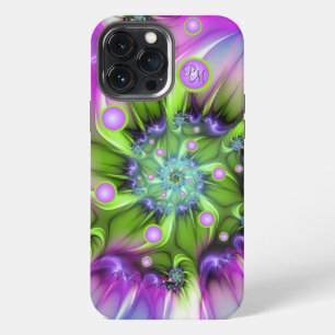 Etui iPhone 13 Pro Max Formes rondes en spirale colorées Art fractal Init