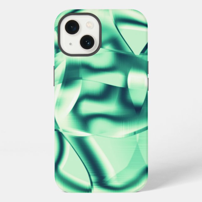 Coque iPhone Formes vertes incurvées en acrylique, avec des nua (Verso)