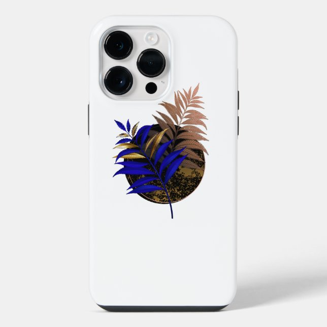 Coque iPhone Fougère bleue sur cercle noir (Verso)