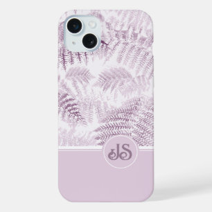Coque iPhone 15 Plus Fougères roses luxuriantes et sereines Monogramme