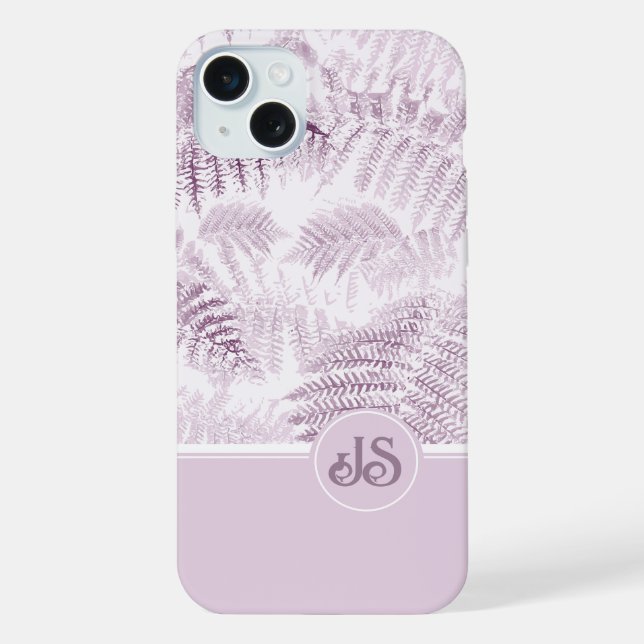 Coque iPhone Fougères roses luxuriantes et sereines Monogramme  (Verso)