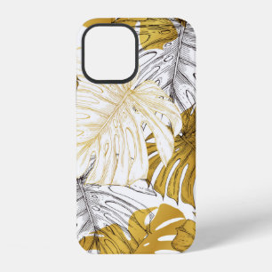 Coque iPhone 12 Fourrés d'une plante monstera. Image de feuilles d
