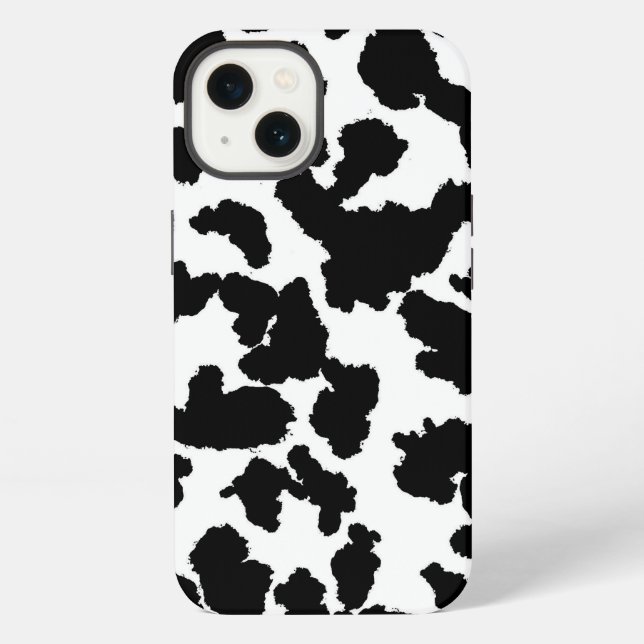 Coque iPhone Fourrure de vache noire et blanche  (Verso)