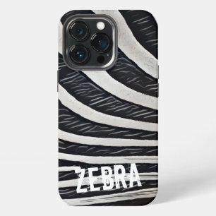 Etui iPhone 13 Pro Fourrure de zèbre design noir et blanc pour amateu