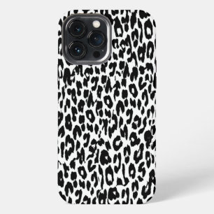 Etui iPhone 13 Pro Max Fourrure Empreinte de léopard noire