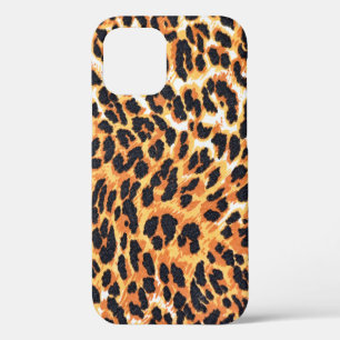 Coque iPhone 12 fourrure léopard comme arrière-plan léopard, motif