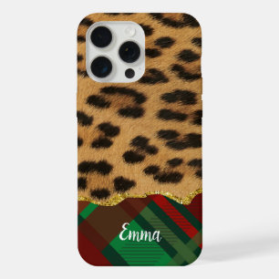 Coque iPhone 15 Pro Max Fourrure Leopard et Plaid