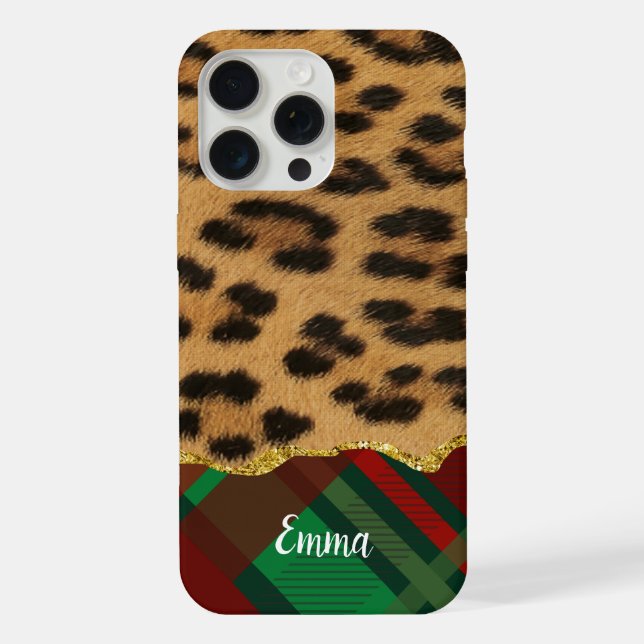 Coque iPhone Fourrure Leopard et Plaid (Verso)