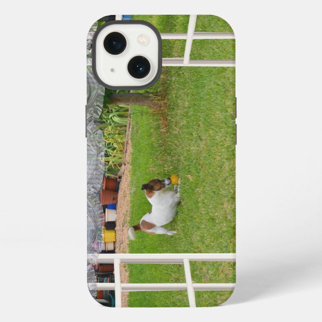 Coque iPhone Fox Terrier Play Ball, (Verso)