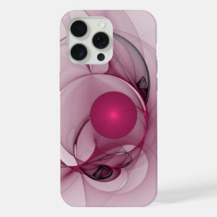 Coque iPhone 15 Pro Max Fractal Balançant, Art Abstrait Moderne Rose Baie