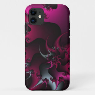 coque iphone fractal rose et argent