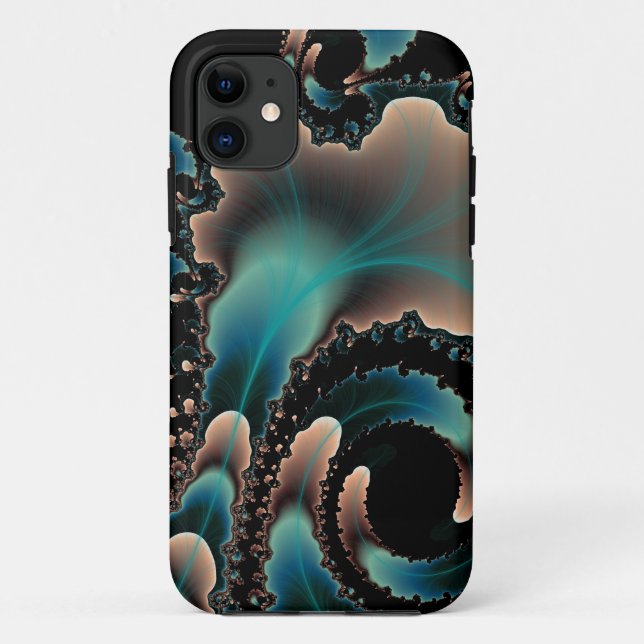 coque iphone fractal rose et bleu (Dos)