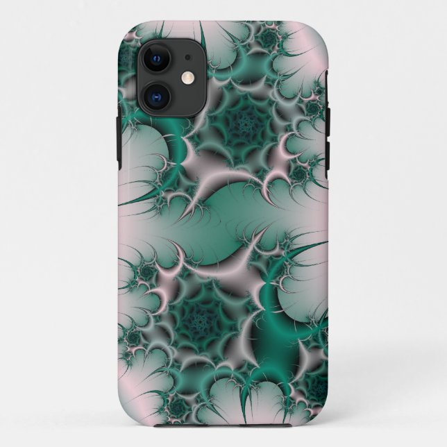 coque iphone fractal rose vert (Dos)