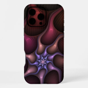 Coque iPhone 16 Pro Max Fractale colorée abstraite rayée brillante magique