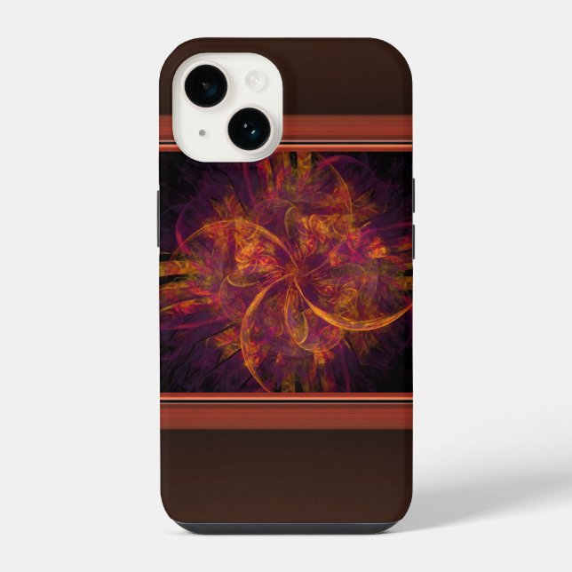 Coque iPhone Fractale orange et noir (Verso)