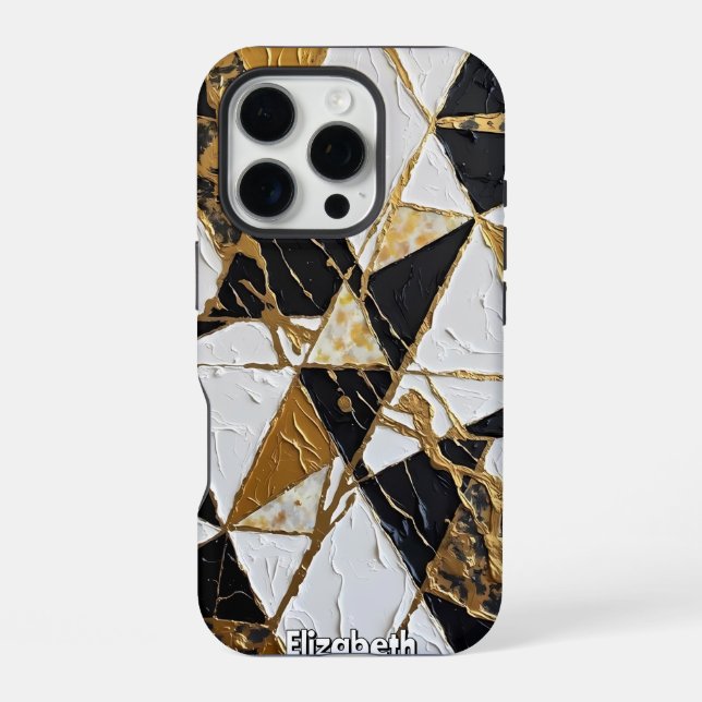 Coque iPhone Fragments dorés : Géométrie Abstraite (Verso)