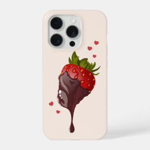 Coque iPhone 15 Pro Fraise trempée dans le chocolat gourmet minimalist