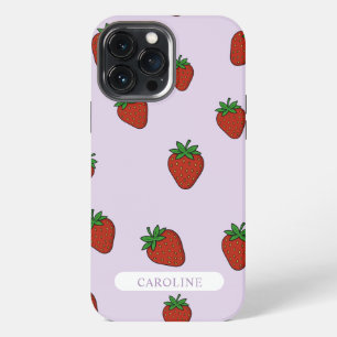 Etui iPhone 13 Pro Max Fraise Violet Clair Personnalisée