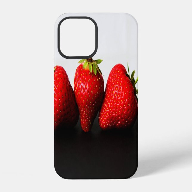 Coque iPhone Fraises Blancs Sur Iphcna Noir (Verso)