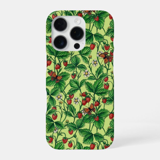 Coque iPhone Fraises des bois sur melon miel (Verso)