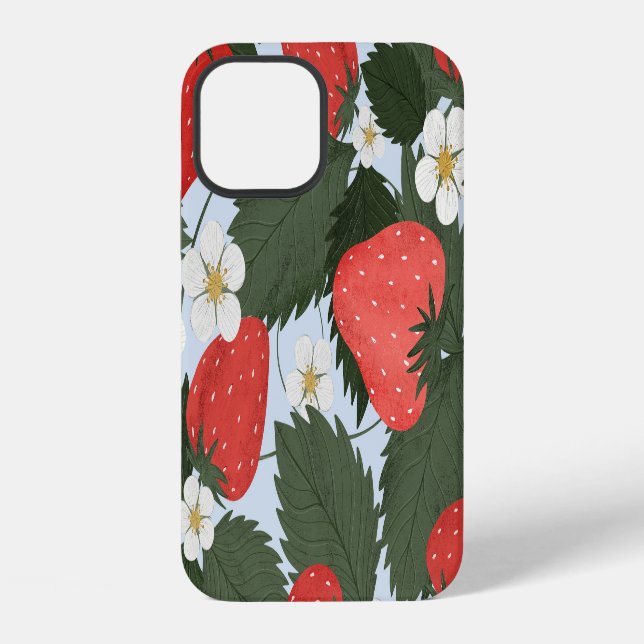 Coque iPhone Fraises : motif de fruits d'été. (Verso)