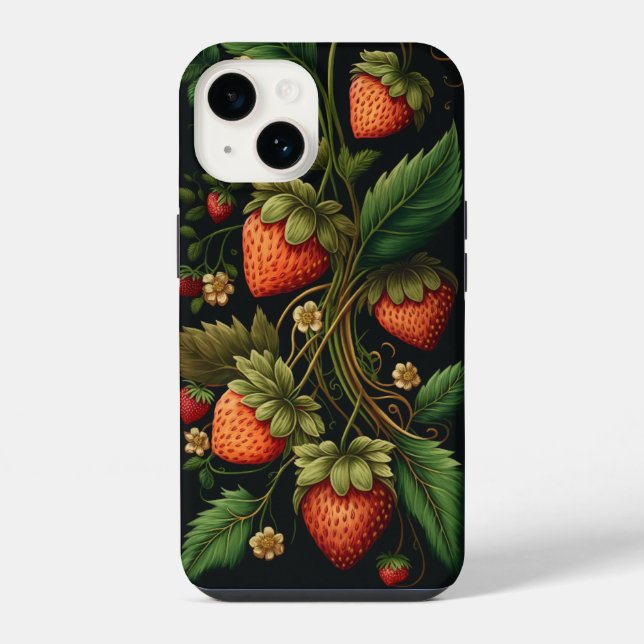 Coque iPhone Fraises vintages (Verso)
