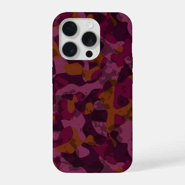 Coque iPhone Framboise, mûre, marron et camouflage noix de musc (Verso)