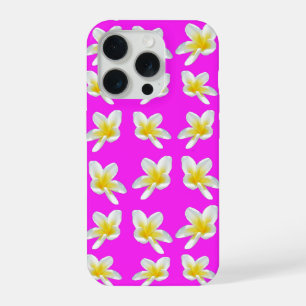 Coque iPhone 15 Pro Frangipani Rouge : Fleurs de Frangipani Jaune sur