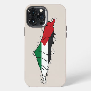Etui iPhone 13 Pro Max Free Palestine Barbared Wire Map Liberté palestini