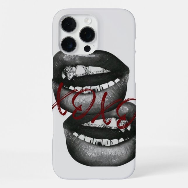 Coque iPhone French Kiss Noir & Cramoisi (Verso)