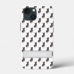 Etui iPhone 13 Mini Frenchie Chien Tricolore Noir et Feu Personnalisé