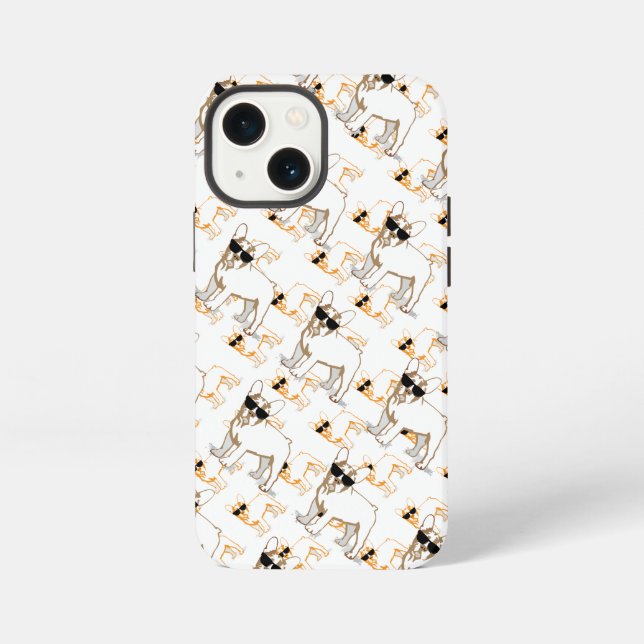 Coque iPhone Frenchie Howlelu motif orange (Verso)