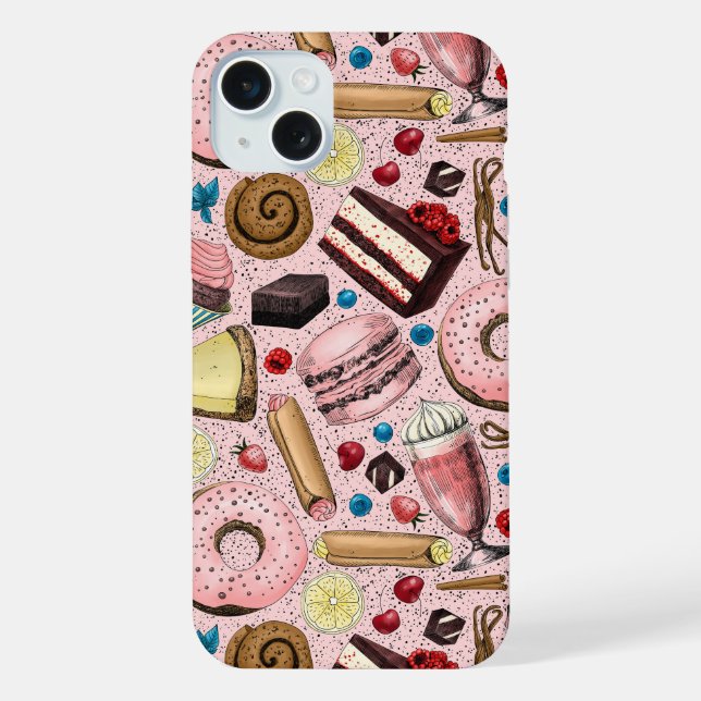 Coque iPhone Friandises sur fond rose (Verso)