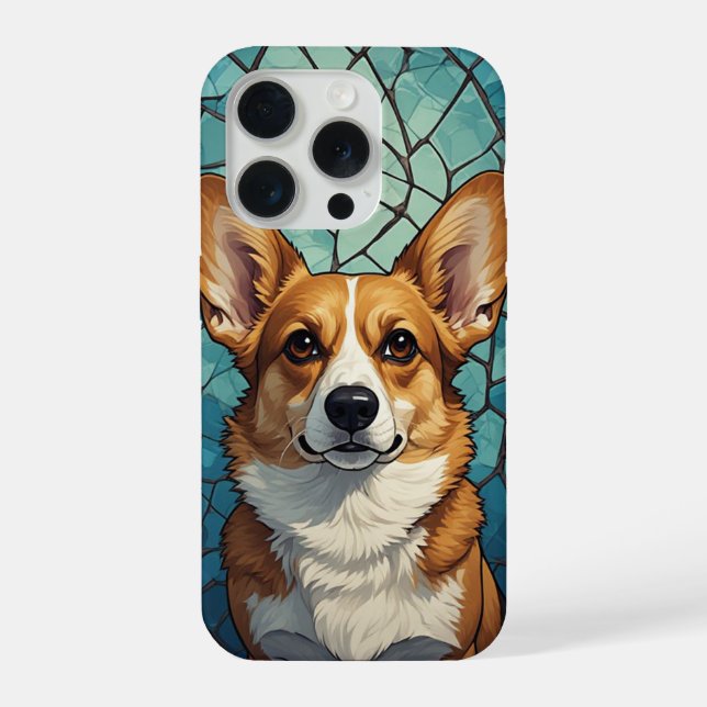 Coque iPhone Friendly Corgi Portrait (Verso)