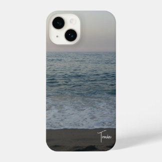 Coque Pour iPhone 14 front calm beach with typographical personalized n