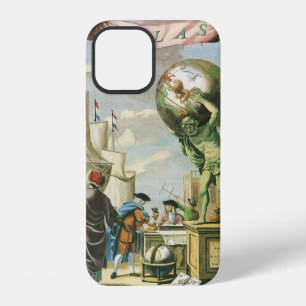 Coque iPhone 12 Frontispice d'Atlas de l'Ère Baroque Vintage Globe