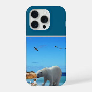 Coque iPhone 15 Pro Frost et Fourrure : Un ours polaire rencontre un f