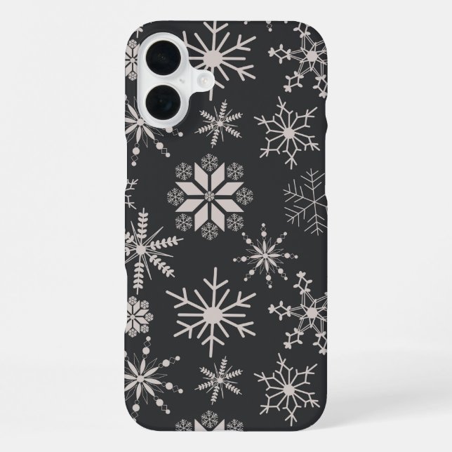 Coque iPhone Frost & Flourish Flocons de Neige – Minuit (Verso)