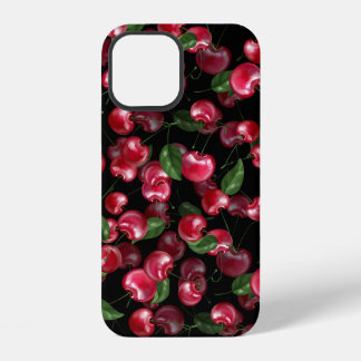 Coque iPhone 12 Fruit cerise sur noir