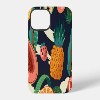 Coque iPhone 12 Fruits Exotiques Abstraits : Sans Couture Texturé