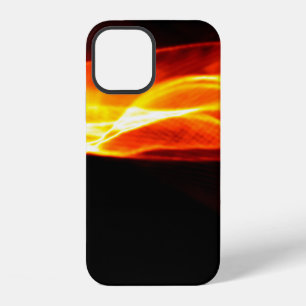 Coque iPhone 12 Fumée rouge Abstraite Feu sur arrière - plan noir.