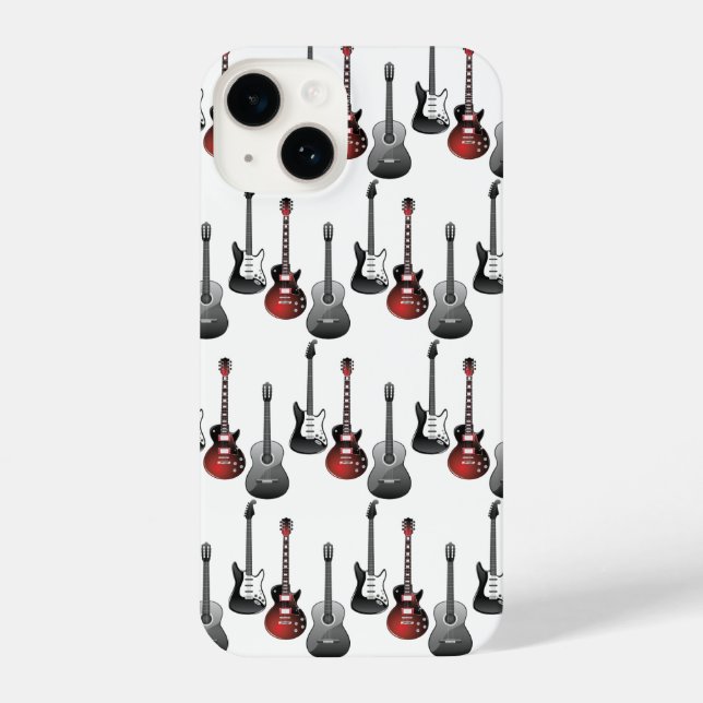 Coque iPhone Fun Acoustic Electric Guitares Musique Motif Desig (Verso)