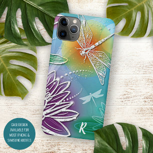 Coque iPhone 11Pro Max Fun Dragonfly Colorée Printemps Moderne Floral