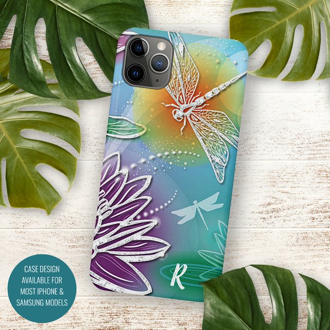 Coque iPhone Fun Dragonfly Colorée Printemps Moderne Floral (Créateur téléchargé)