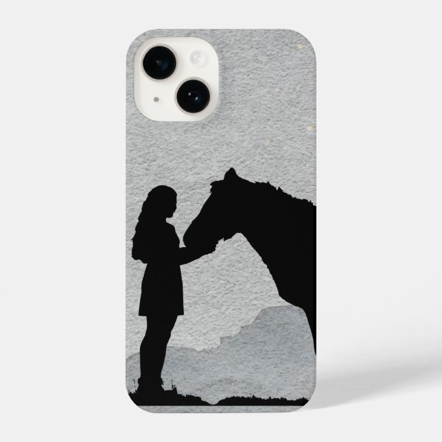 Coque iPhone Fun Graphic Art Girl and Horse (Verso)