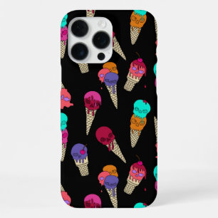 Coque iPhone 16 Pro Max Fun Melty Summer Goth Crâne Crème glacée bizarre n