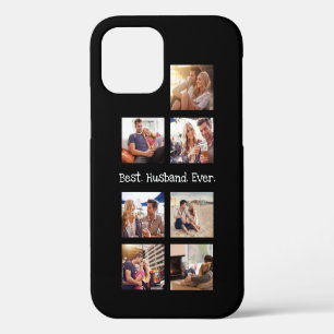 Coque iPhone 12 Fun Photo Meilleur Mari Collage Personnalisé Noir