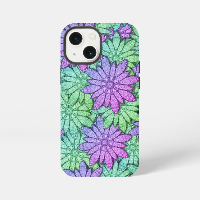 Coque iPhone Fun Purple et Fleurs vertes (Verso)